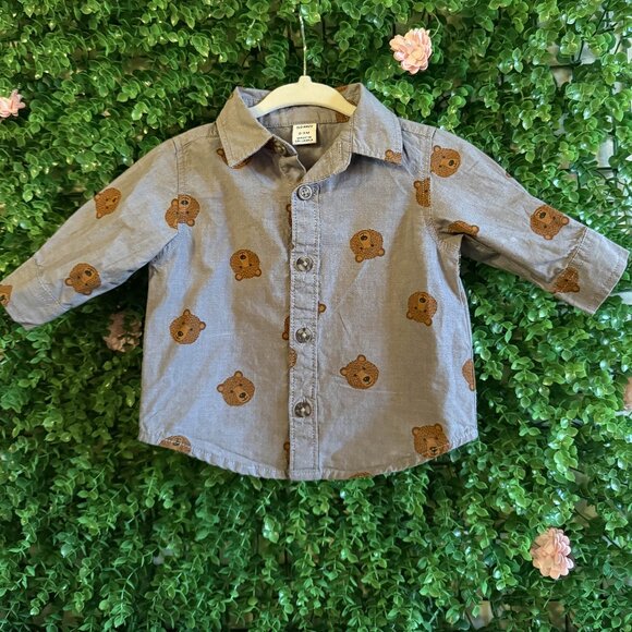 3/$12 - Old Navy Bear Button Up Shirt 0-3M - Picture 1 of 1